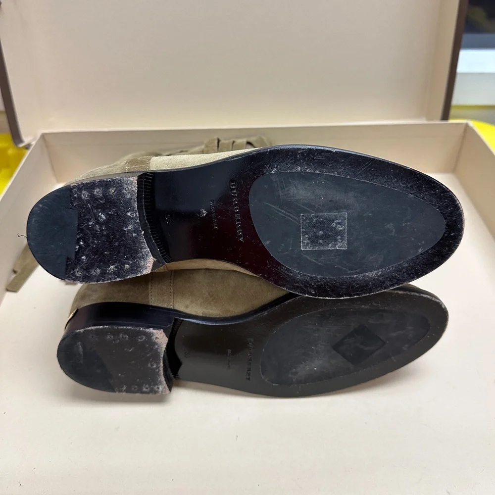 Exploded Check Pattern Suede Boots - Picture 7 of 8